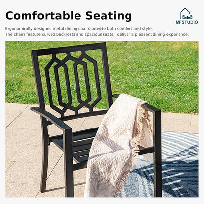 MFSTUDIO Patio Dining Set for 8, 9 Piece Outdoor Dining Set, Metal Patio Table and Chairs Set with Umbrella Hole, Outdoor Patio Furniture Set for Deck Backyard Poolside Garden
