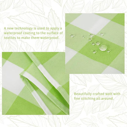 Fabric Checkered Table Runner 12 Pack Waterproof Gingham Table Runner 14W x 108L Buffalo Check Table Runners for Parties Kitchen Dining Wedding Banquet (Emerald and White)