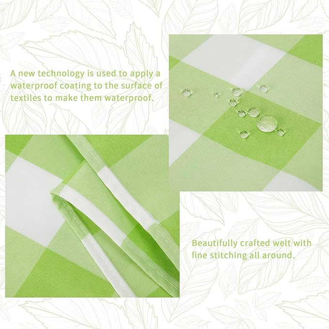 Fabric Checkered Table Runner 1 Pack Waterproof Gingham Table Runner 14W x 108L Buffalo Check Table Runners for Parties Kitchen Dining Wedding Banquet (Emerald and White)