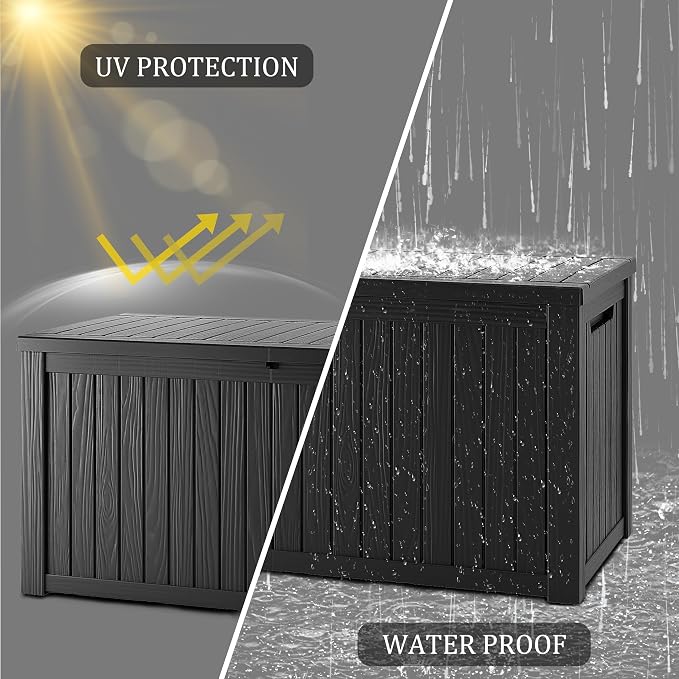 Outdoor Storage Box, 180 Gallon Waterproof Deck Box, Piston-Lift Tall Standing - Image 7