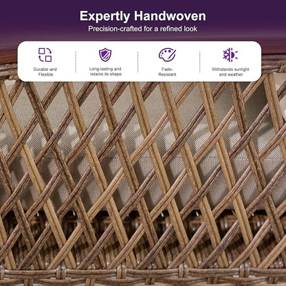PURPLE LEAF Outdoor Dining Set for 4 All Weather Wicker Patio Dining Set with Hand-Woven Rattan Swivel Dining Chais and Rectangular Aluminum Table for Balcony Porch Small Patio
