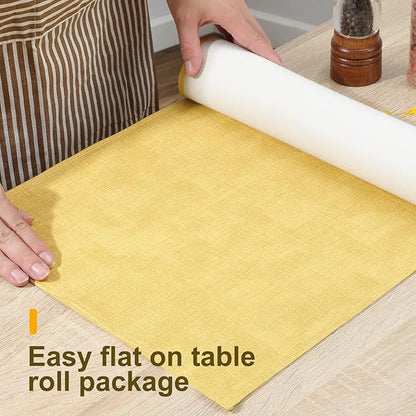 Wipeable Table Runner, Thick Farmhouse Dresser Runner, Rustic for Kitchen, Bedroom, Living Room, Indoor and Outdoor (72'', Mustard Yellow)