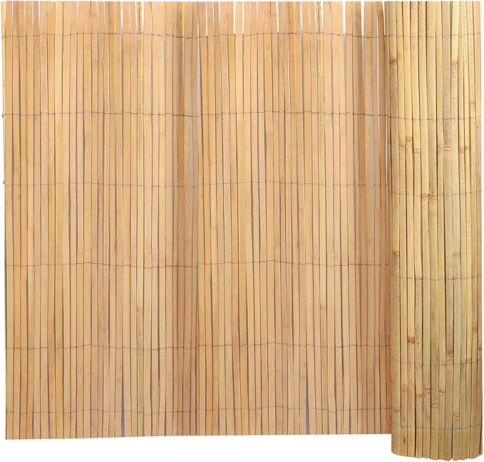 6.5ft x 13ft Bamboo Slat Screening Roll, Natural Bamboo Privacy Fence Panels for Outdoor Garden, Patio, Yard, Balcony, Privacy Screen Divider