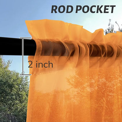 Outdoor Sheer Curtains for Patio Waterproof, 2 Panels Rod Pocket Indoor/Outdoor - Image 2