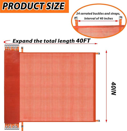 40' L x 40" W Construction Safety Debris Netting with 24 Tapes & Buckles, Orange Fire Retardant Pump Jack Safety Net, Scaffold Safety Netting Rolls Scaffold Net Enclosure