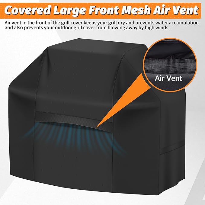 iCOVER Grill Cover 65 Inch, BBQ Grill Cover for Outdoor Grill, 600D Heavy-Duty Waterproof Gas Grill Cover BBQ Cover, Barbecue Grill Covers for Weber, Charbroil, Brinkmann, Nexgrill and More, Black