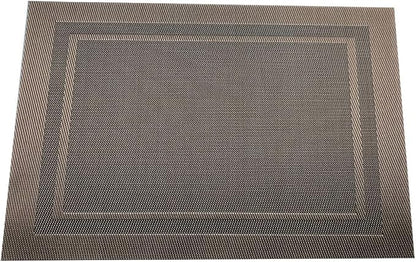 Gugrida Placemats Set of 6 Plaid Checkered Brown PVC Placemat for Dining Table Durable Woven Vinyl Stain tablemats 18"X12"