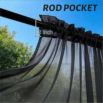 Outdoor Sheer Curtains for Patio Waterproof, 2 Panels Rod Pocket Indoor/Outdoor - Image 3