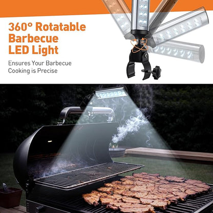 Meonum 2 Pack BBQ Grill Light Compatible with Blackstone Griddle for Outdoor Grill, Gifts for Men Dad Husband, Battery Operated Barbecue Lights with 360 Degrees Adjustable C Shape Clamp