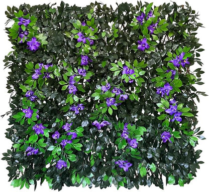 Expandable Fence Privacy Screen for Balcony Patio Outdoor,Decorative Faux Ivy Fencing Panel,Artificial Hedges (Single Sided Leaves) (4, Branches -Purple Fowers)