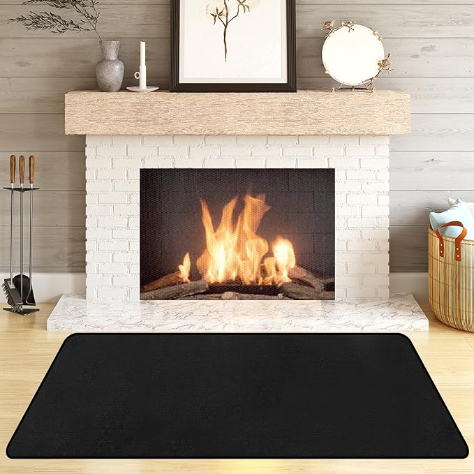 Hearth Rugs Fireproof, Fireplace Rug, Fireplace Mat, Fireplace Rugs Fire Resistant, 72" x36”, Heated Floor Mat for Outdoor BBQ Grills, Fire Pits, Smokers, Woodstoves