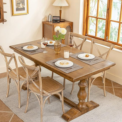 Blue Forest Placemats Set of 4, Dual-Layered Thickened Faux Linen Cloth Place Mats Heat Resistant Machine Washable Wrinkle Free Table Mats Indoor/Outdoor (Burlap)