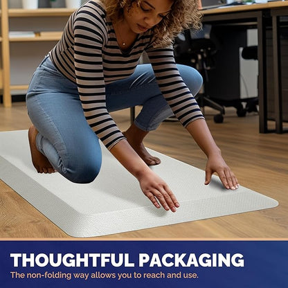 FEATOL Anti Fatigue Mats for Standing, 9/10 Extra Thick Ergonomic Standing Desk Mat, Comfort & Durable Memory Foam Standing Mat at Home,Office All Day (24" x 36", White, 2PC)