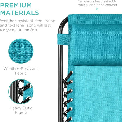 Best Choice Products Set of 2 Adjustable Steel Mesh Zero Gravity Lounge Chair - Image 7