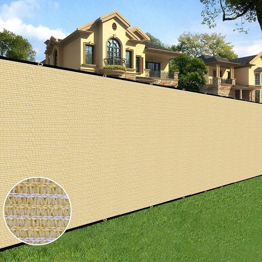 Sunnyglade 5 feet x 50 feet Privacy Screen Fence Heavy Duty Fencing Mesh Shade Net Cover for Wall Garden Yard Backyard (Sand, 5 ft X 50 ft)