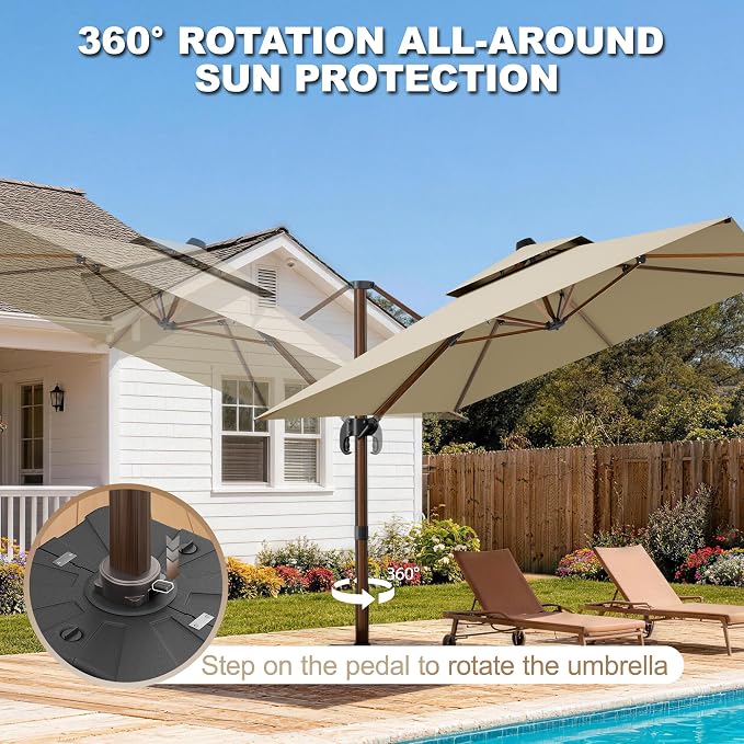 10x13FT Cantilever Outdoor Patio Umbrellas - Image 3