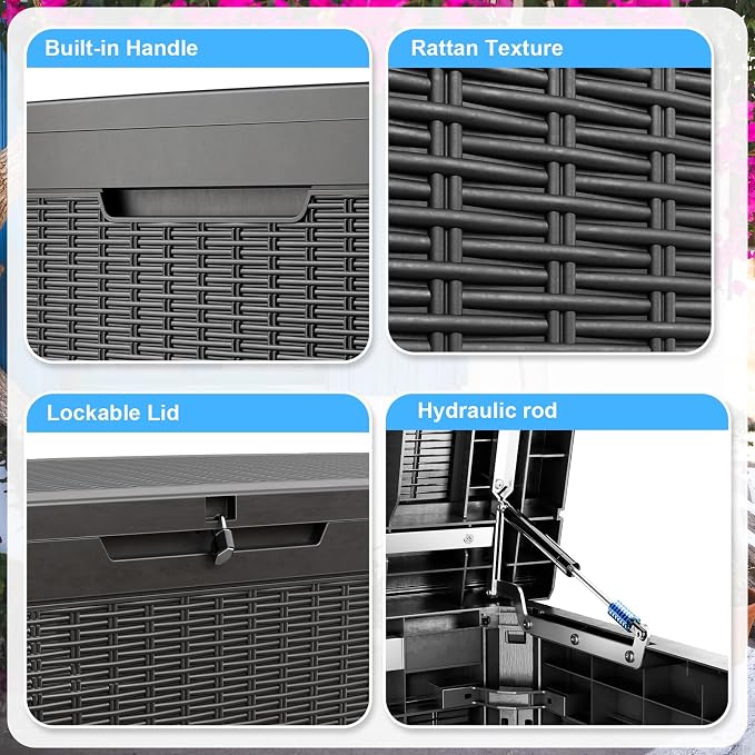 320 Gallon Outdoor Deck Box, Lockable Waterproof Outdoor Storage Boxes - Image 3