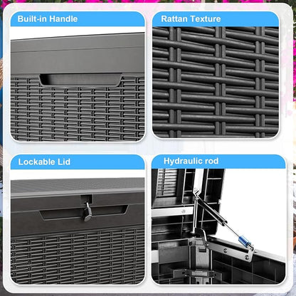 320 Gallon Outdoor Deck Box, Lockable Waterproof Outdoor Storage Boxes - Image 3