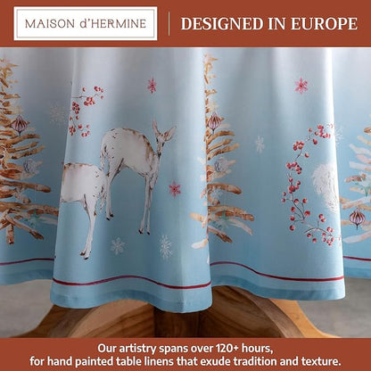 Maison d' Hermine Table Cloth Round Table 100% Cotton 69 Inches Fall Tablecloth Reusable Everyday Use for Thanksgiving Christmas Decorations Dining Farmhouse Party (Fairy Tale Forest)