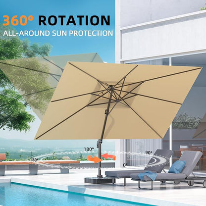 10' X 13' Outdoor Patio Umbrella Large Rectangle Cantilever Umbrella Heavy Duty - Image 6