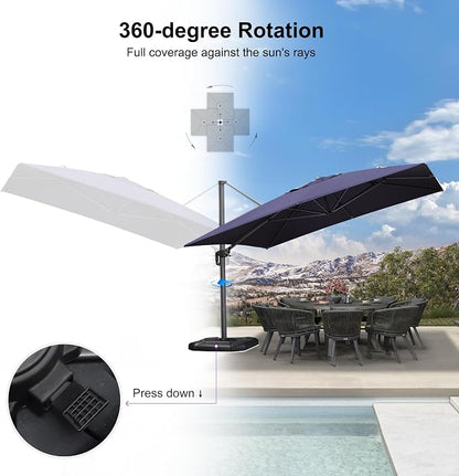 PURPLE LEAF Patio 11.5' x 11.5' Telescopic Umbrella - Image 6