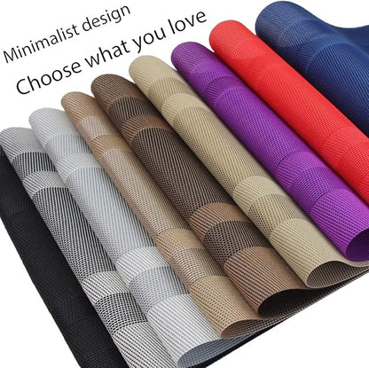 PIGCHCY Placemats Set of 8 Washable Durable Place Mats Vinyl Heat Resistant Non-Slip Table Mats Indoor Outdoor (Pure Black)