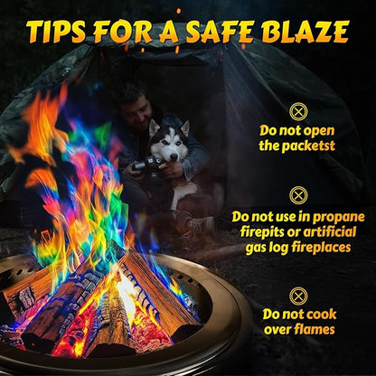 HGD (28 Pack) Magic Campfire Fire Color Changing Packets for Fire Pit - Actually 30pk Bonus 2 Free, Indoor/Outdoor Fireplace, Bonfire - Rainbow Magical Flame, Camping Accessory, Compatible with Wood