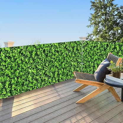 UPGRADE 3'x18'Customized PVC Privacy Fence Screen with Green Leaves Print – Outdoor Waterproof Patio Privacy Cover for Yard, Balcony, Garden Fence Decoration