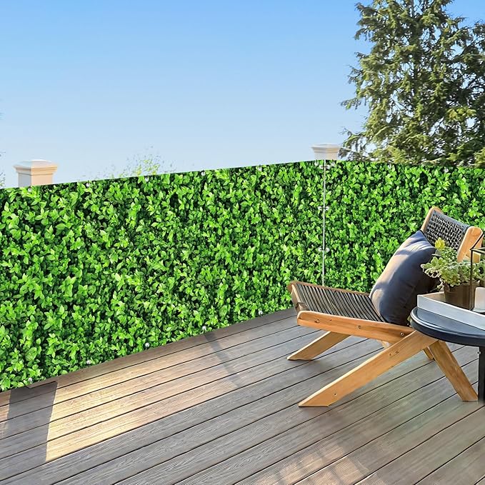 UPGRADE 4'x42'Customized PVC Privacy Fence Screen with Green Leaves Print – Outdoor Waterproof Patio Privacy Cover for Yard, Balcony, Garden Fence Decoration