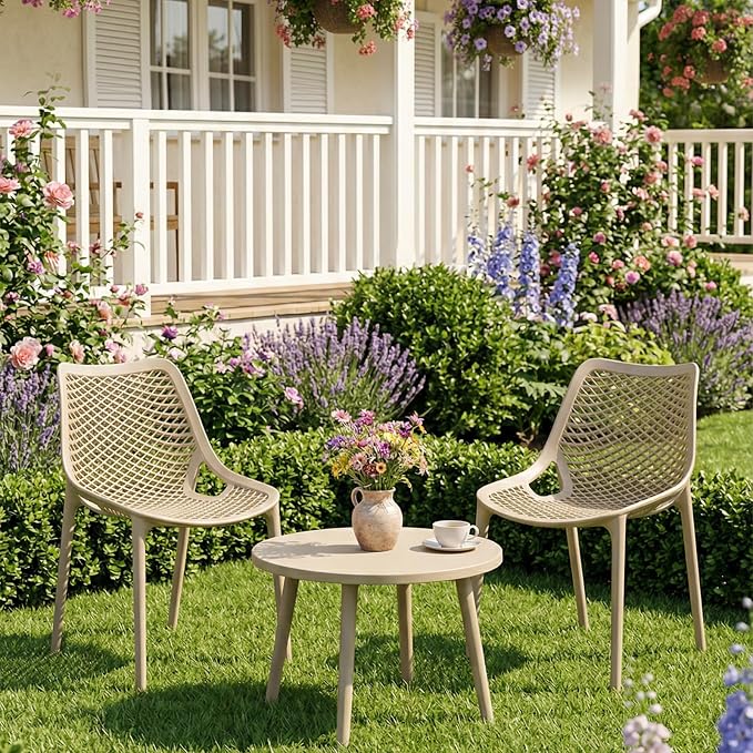 4 Pack Outdoor Patio Chairs, Plastic Dining Chairs, No Assembly, Plastic Chairs - Image 2