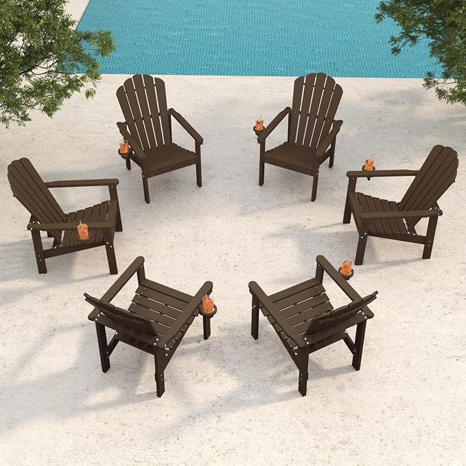 THOEOE Stackable Adirondack Chair Set of 6, Fire Pit Chairs, Space Saving by THOEOE
