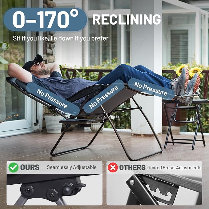 TIMBER RIDGE XXL Oversized Zero Gravity Chair, 500 lb - Image 7