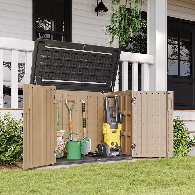 Aoxun Outdoor Storage Cabinet 35 Cu.Ft Outdoor Trash Can Storage Shed, and Lawn by Aoxun