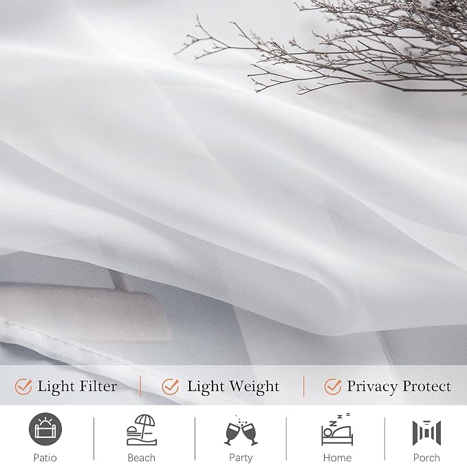MIULEE White Waterproof Outdoor Sheer Curtains - Image 4