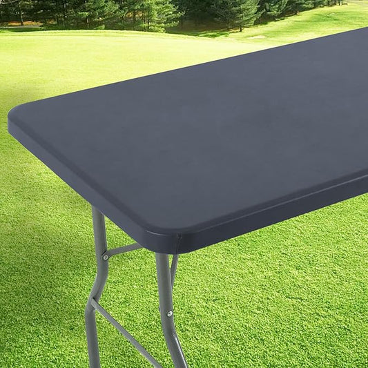 LURKA Rectangle PU Leather Table Cover/Tablecloth with Elastic Fitted Edge – Waterproof, Oil-Proof, Scratch-Resistant, Wipeable Protector for Dining, Kitchen, Outdoor Picnic, Party (Grey, 6FT)