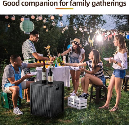 Outdoor Propane Tank Cover - 20 lbs Tank Side Table with Storage, Dual Function for Gas Fire Pit, Grill, Griddle & Stoves
