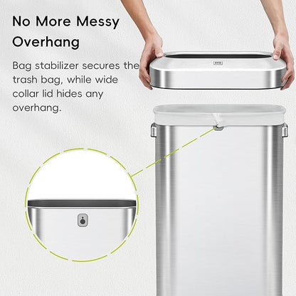 EKO Urban 24 Gallon/ 90 Liter Open Top Stainless Steel Slim Commercial Trash Can, Tall Kitchen Garbage Bin, Heavy-Duty Commercial Grade Large Trash Can for Home, Office, Hotel, Cafe, Restaurant, Dorm