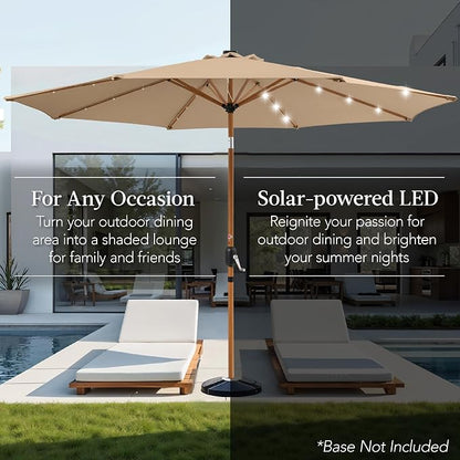 Best Choice Products 10ft Solar Market Patio Umbrella w/Woodgrain Pattern Pole - Image 4
