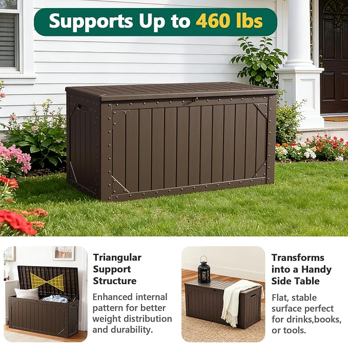 Outdoor Storage Box, 98 Gallon Deck Box, Outdoor Storage Bench, Waterproof - Image 4