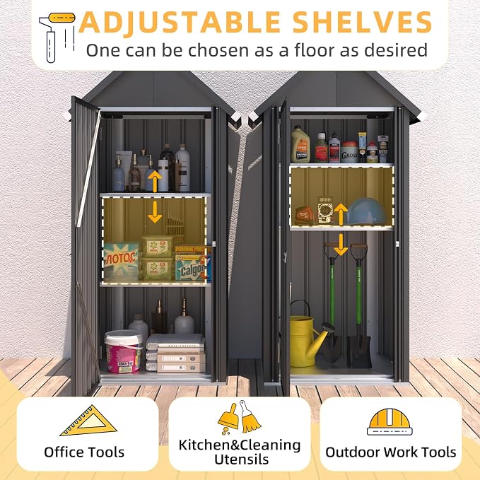 AECOJOY Outdoor Storage Cabinet Waterproof, Vertical Tall Outdoor Storage - Image 3