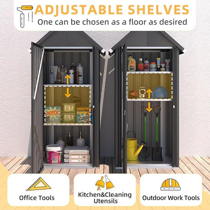 AECOJOY Outdoor Storage Cabinet Waterproof, Vertical Tall Outdoor Storage - Image 3