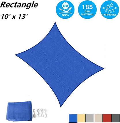 AsterOutdoor Sun Shade Sail Rectangle 10' x 13' UV Block Canopy - Image 2