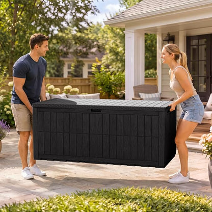 Flamaker 220 Gallon Large Outdoor Storage Box Waterproof, XL Resin Deck Box | - Image 5