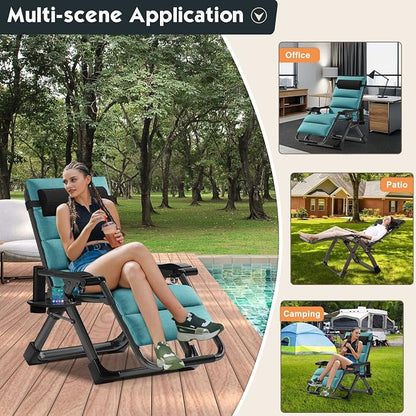 MOPHOTO Zero Gravity Chair, Outdoor Padded Lounge Chair - Image 6