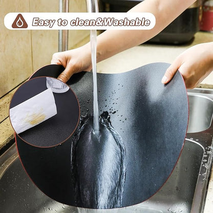 Oval Placemats Set of 6 Reversible Black and Red Faux Leather Placemat Waterproof PU Table Mats Heat Resistant Anti Slip Washable Place Mat for Indoor and Outdoor Dining Table