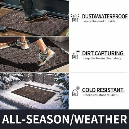 Yimobra Large Door Mat Outside Entrance 47x32, Waterproof Heavy Duty Outdoor Mats for Front Door, Non Slip Rubber Entry Mat for Garage Patio Indoor, Easy Clean, Brown