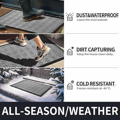 Yimobra Large Door Mat Outside Entrance 36x24, Waterproof Heavy Duty Outdoor Mats for Front Door, Non Slip Rubber Entry Mat for Garage Patio Indoor, Easy Clean, Grey