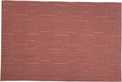 Gugrida Placemats PVC Table Mats Woven Vinyl Placemats, Set of 6 (18"X12" Red Stripe)