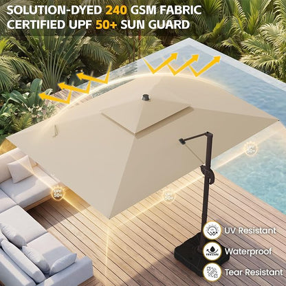 9x12 FT Patio Cantilever Umbrella, Rectangular Heavy Duty Offset Umbrella - Image 3