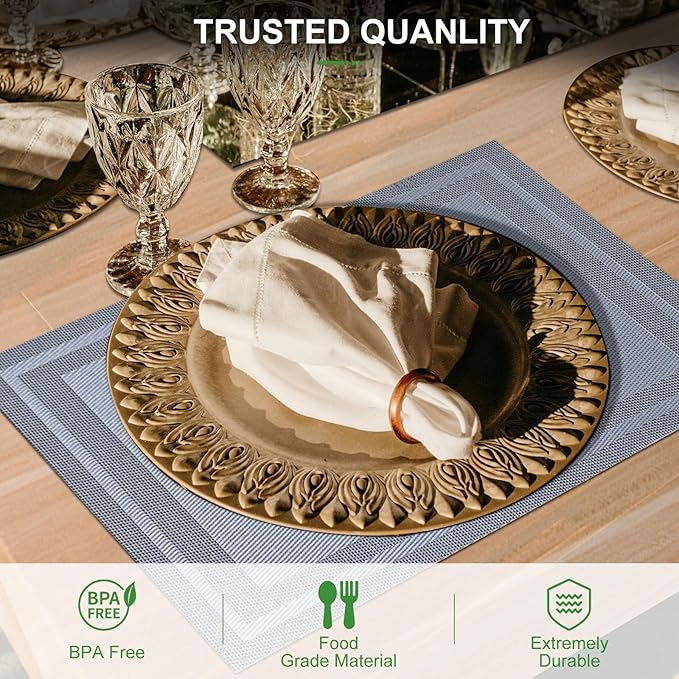 BETEAM Placemats Set of 8, Woven Vinyl Placemat for Dining Table Washable Wipeable Kitchen Place Mats Durable Indoor Outdoor Table Mats